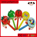 tambor de traqueteo colorido, juguete de madera para niños